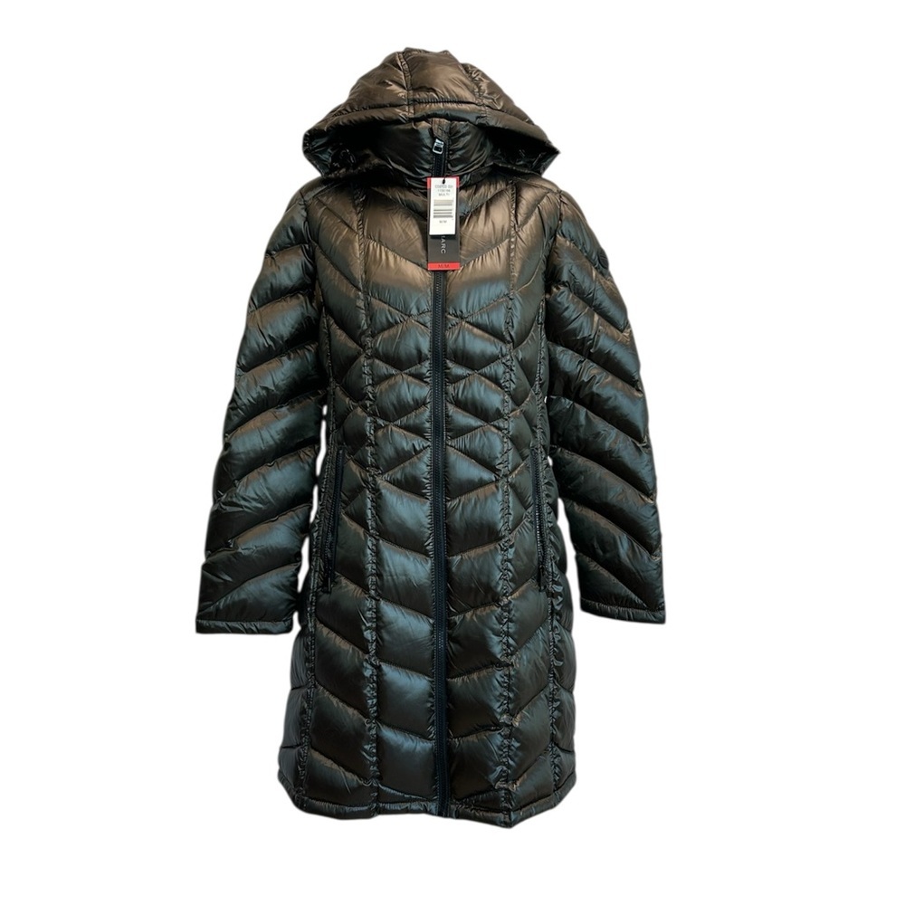 Andrew Marc packable compressible lightweight premium down hooded coat Sz M NWT